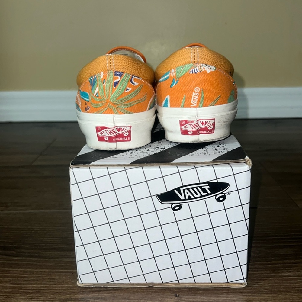 Vans Orange Tropical Print Slip-On Sneakers - Picture 3 of 3